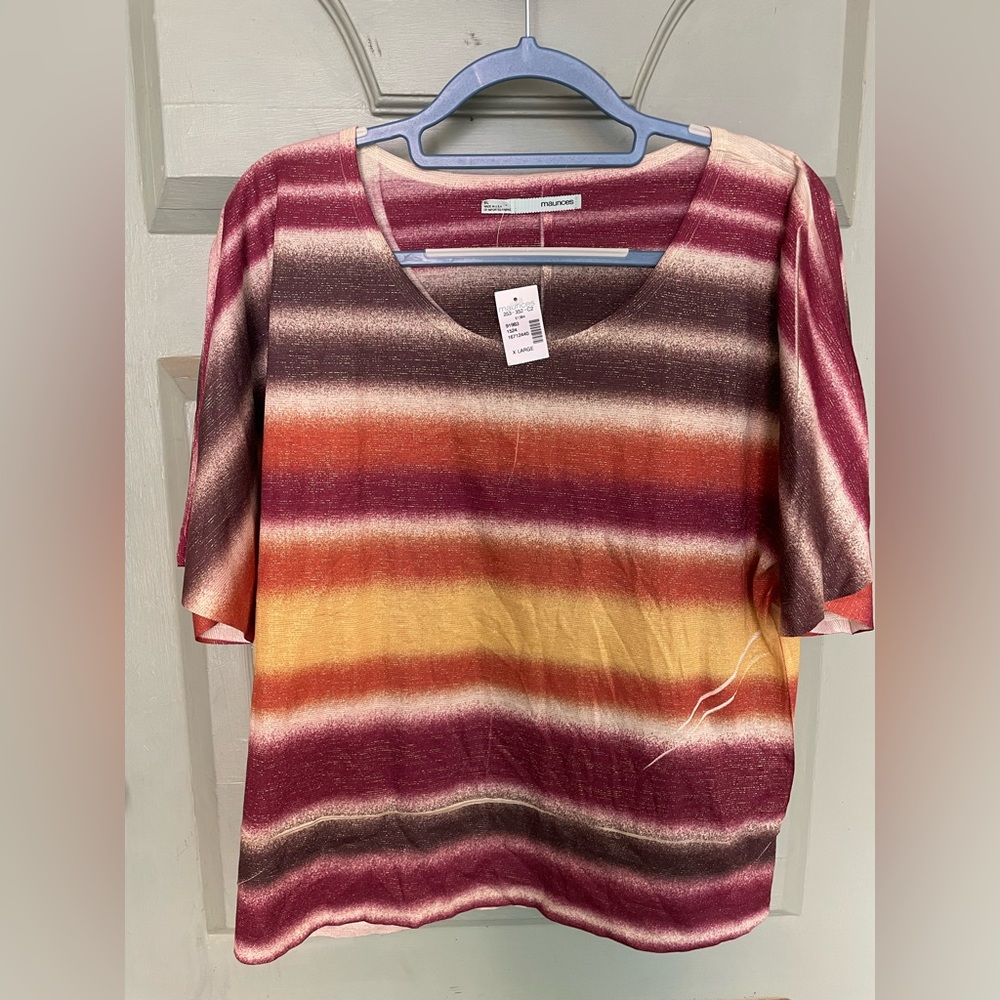 NEW Maurices Metallic Ombré Short Sleeve Top XL